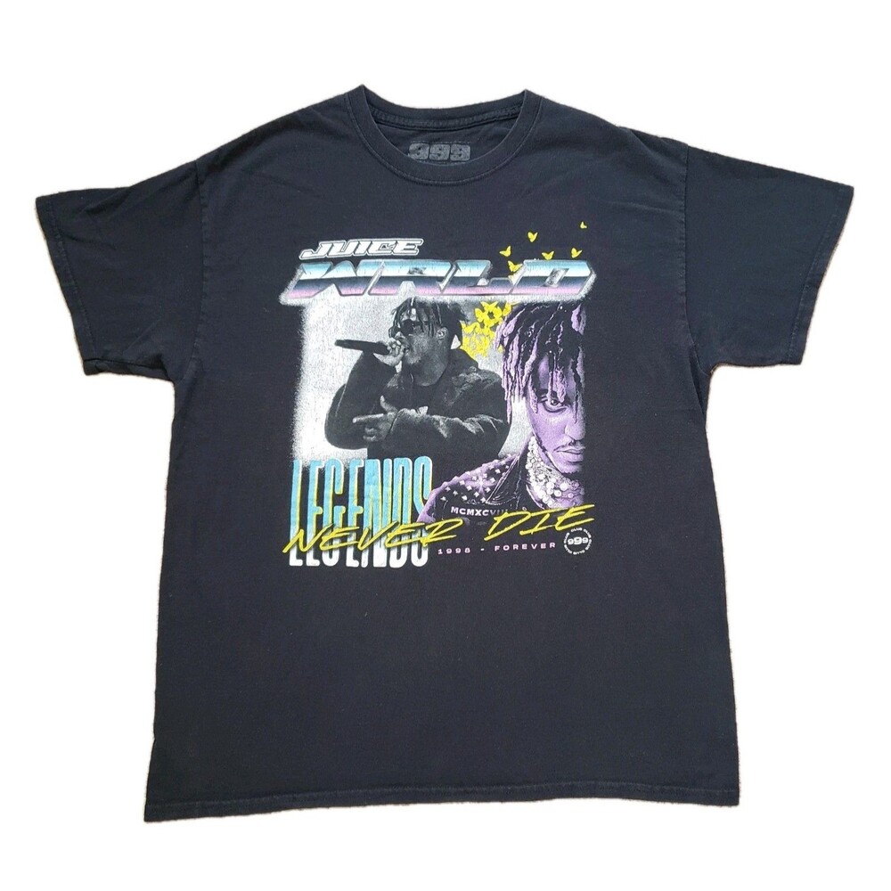 Juice Wrld 999 Legends Never Die Size Large Mens Black 100% Cotton T-Shirt